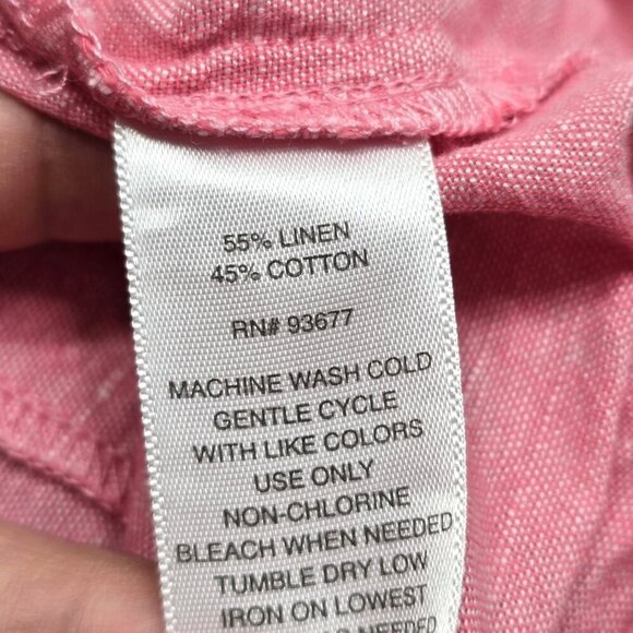 Liz Claiborne Red Linen V Neck Top Lagenlook - Picture 8 of 8